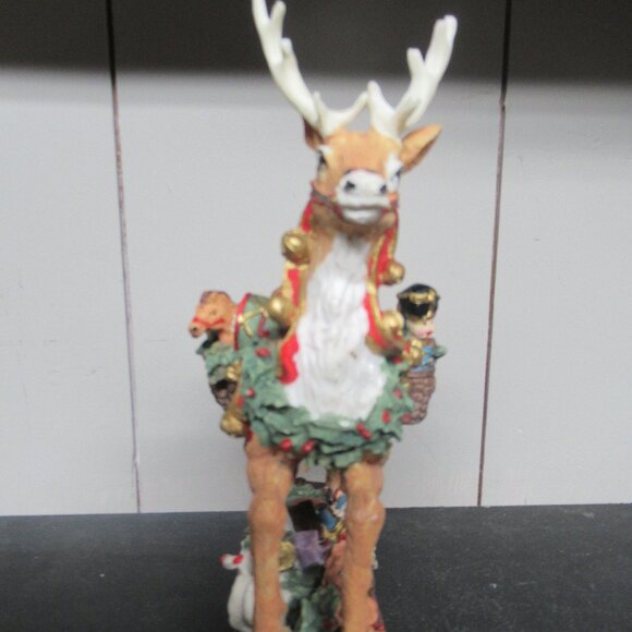 Vintage Rocking Reindeer Statue Christmas Table Decor - Picture 6 of 7